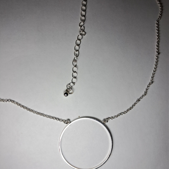 Lele Sadoughi Open Circle Pendant Silvertone Necklace - Picture 2 of 3